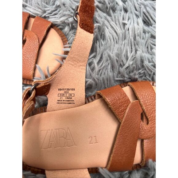 Zara Baby Leather Sandals size 21 /5.5 US - Picture 2 of 5